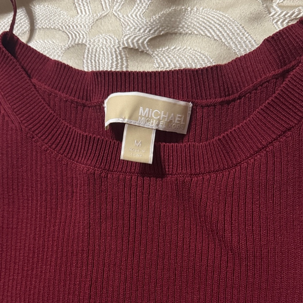 Michael Kors Women's Rich Burgundy Crew Neck Sweater